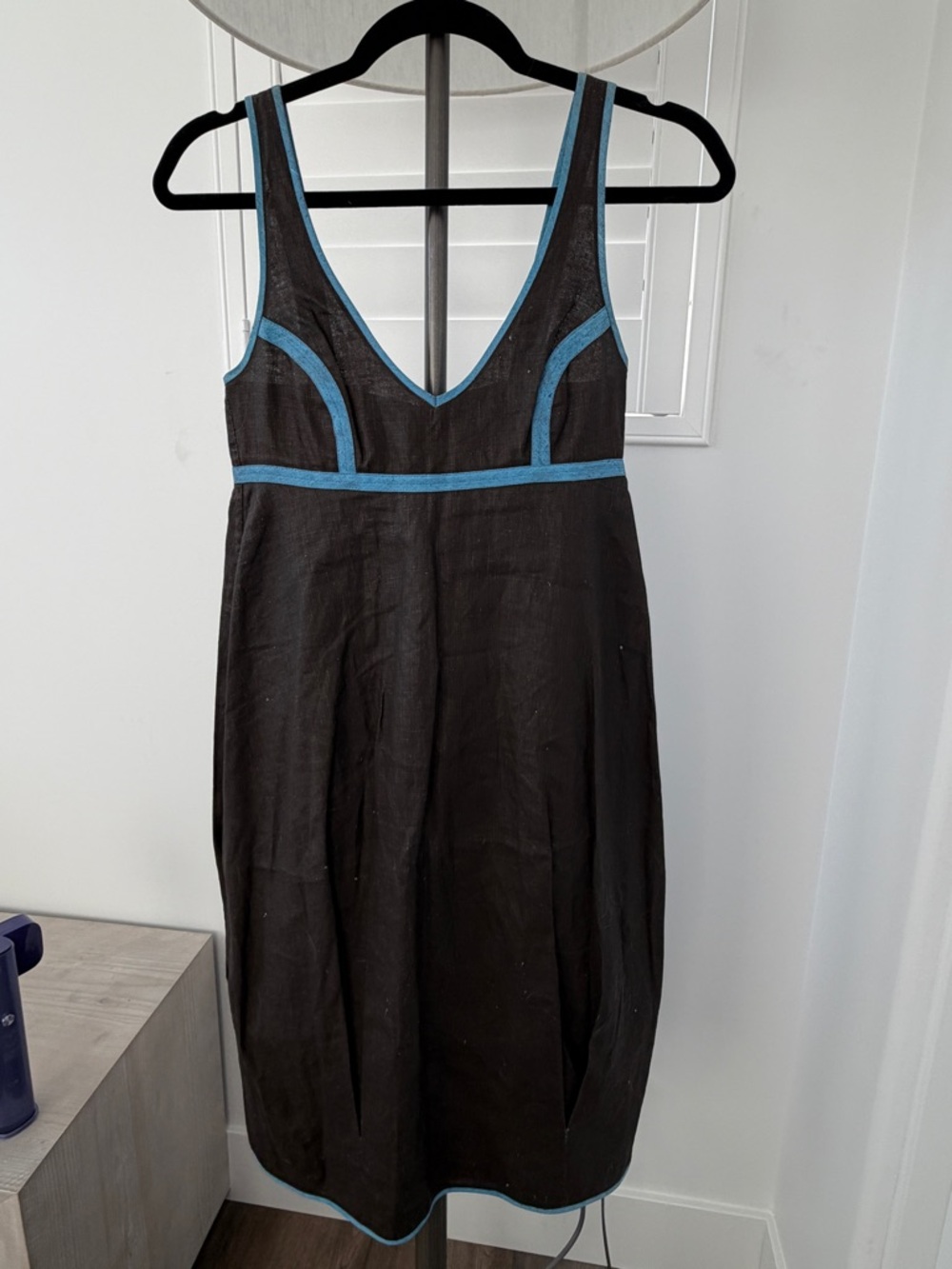 Zero + Maria Cornejo Black Dress with Teal Trim